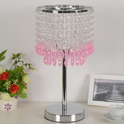 Modern Crystal Beads Colored Column 1-Light Table Lamp