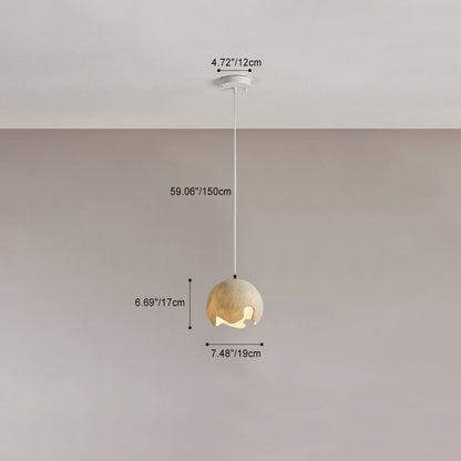 Traditional Japanese Iron Resin Cracked Eggshell Design 1-Light Pendant Light For Dining Room