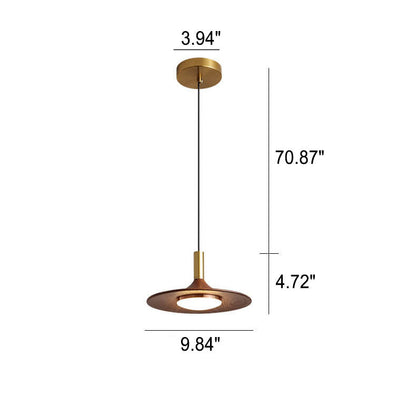 Japanese Walnut Flying Saucer Design Acrylic LED Pendant Light
