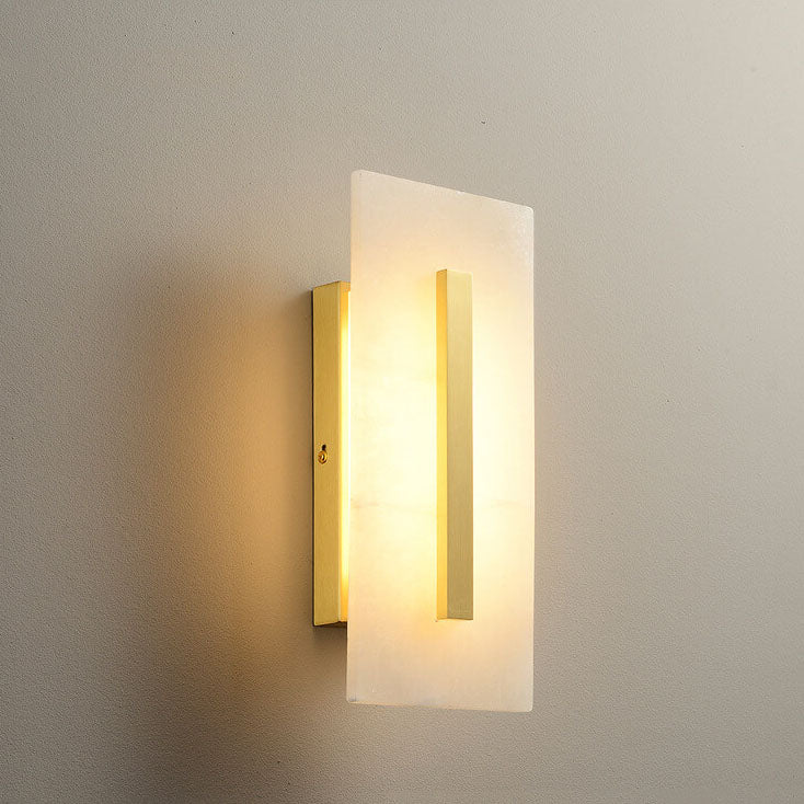 Luxury Chinese Marble Square Brass 1-Light LED Wall Sconce Lamp