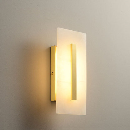 Luxury Chinese Marble Square Brass 1-Light LED Wall Sconce Lamp
