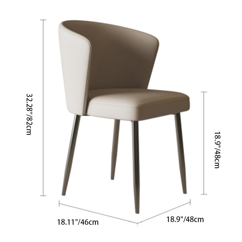 Contemporary Luxury Square Upholstered Microfiber Leather Carbon Steel Dining Chair Curved Backrest For Dining Room