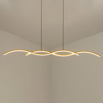 Nordic Minimalist Long Strip Wave Design Island Light LED Chandelier
