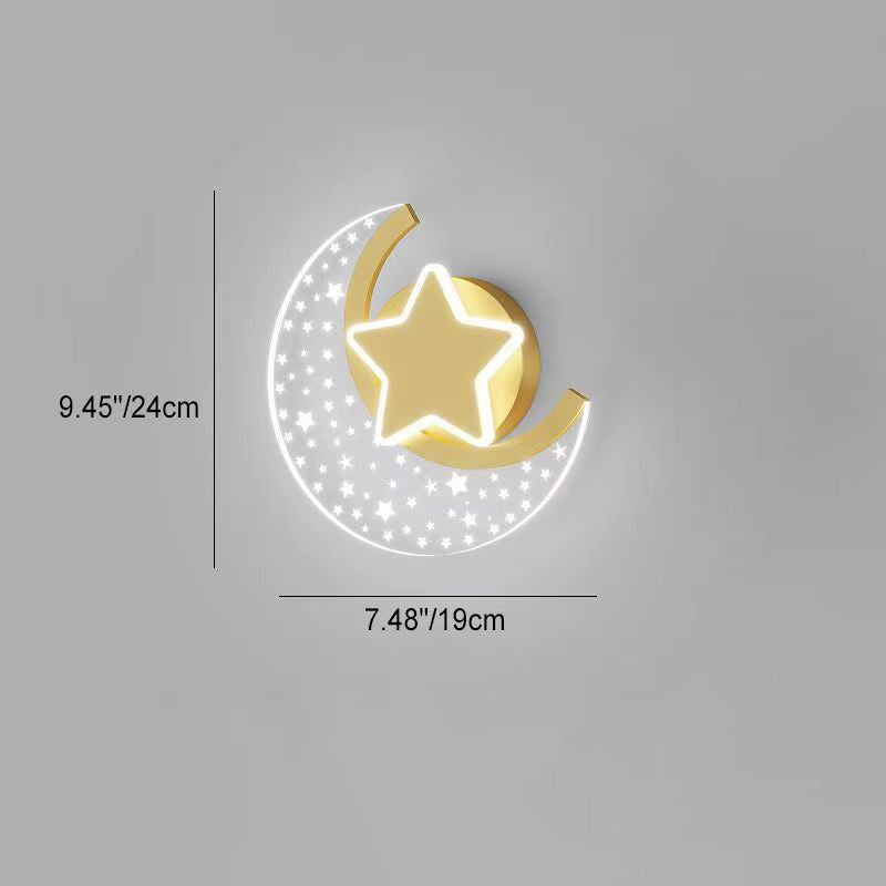 مصباح حائط LED بتصميم نجمة القمر مصنوع من الحديد والألومنيوم والأكريليك بتصميم بسيط وعصري لوضعه بجانب السرير 
