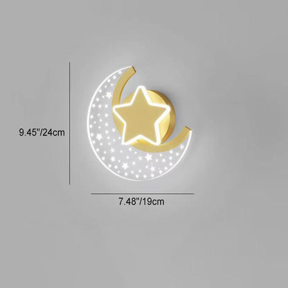 مصباح حائط LED بتصميم نجمة القمر مصنوع من الحديد والألومنيوم والأكريليك بتصميم بسيط وعصري لوضعه بجانب السرير 