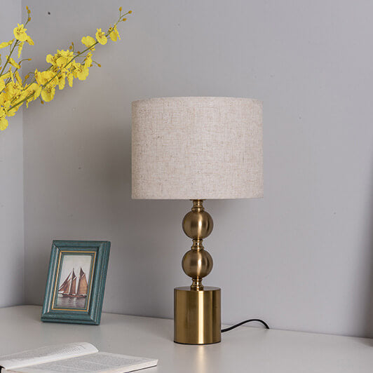 Modern Luxury Fabric Metal Ball Base 1-Light Table Lamp