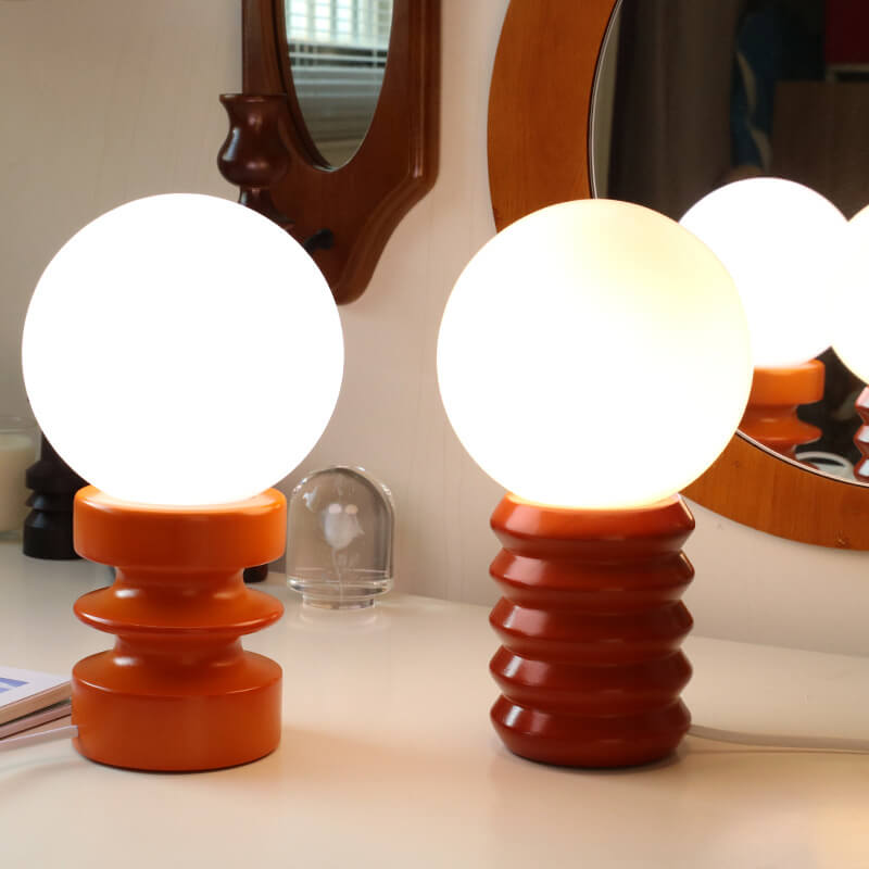 Vintage Orange Solid Glass 1-Light Table Lamp