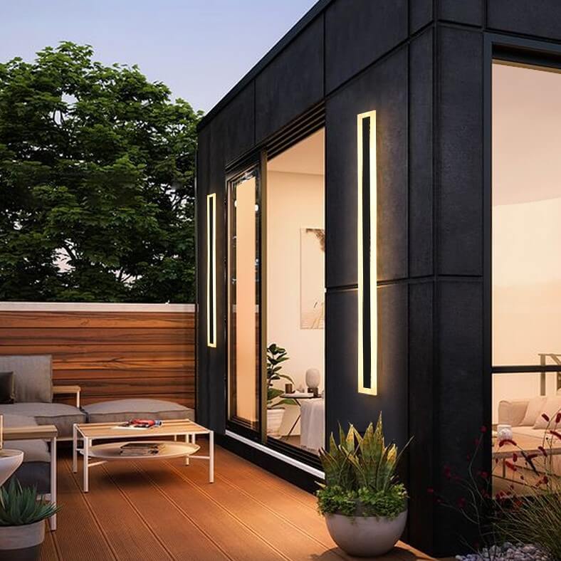 مصباح حائط خارجي مقاوم للماء مصنوع من الأكريليك LED بتصميم شريطي مستطيل بسيط مزود بمصباح واحد 