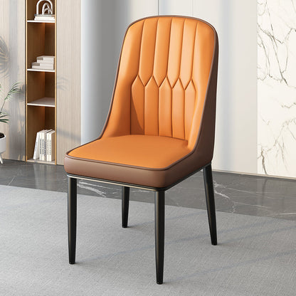 Modern Simplicity Leather Sponge Carbon Steel Metal Square Dining Chair Backrest Armrest For Dining Room