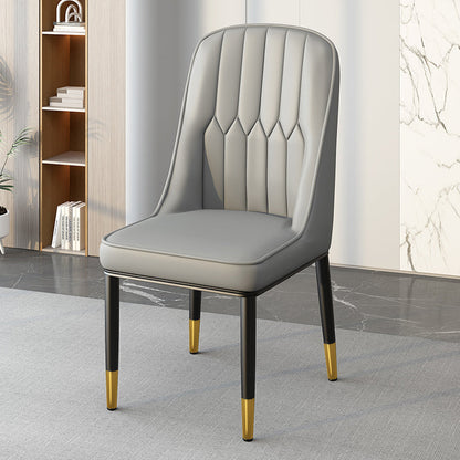 Modern Simplicity Leather Sponge Carbon Steel Metal Square Dining Chair Backrest Armrest For Dining Room
