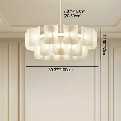 Traditional Japanese Dome Aluminum Acrylic LED Chandeliers For Living Room