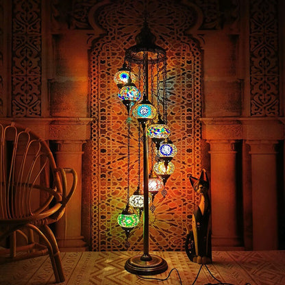Retro Turkish Moroccan Globe 9-Light Standing Floor Lamp