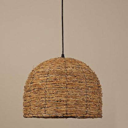 Retro Rattan Weaving Dome 1-Light Pendant Light