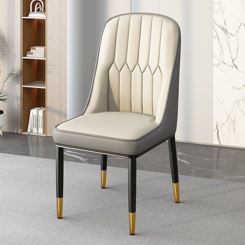 Modern Simplicity Leather Sponge Carbon Steel Metal Square Dining Chair Backrest Armrest For Dining Room