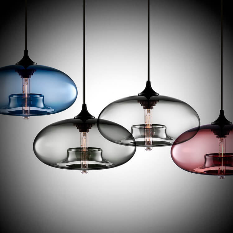 Creative Colored Glass Oval 1-Light Pendant Light