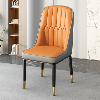 Modern Simplicity Leather Sponge Carbon Steel Metal Square Dining Chair Backrest Armrest For Dining Room