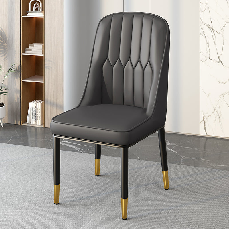 Modern Simplicity Leather Sponge Carbon Steel Metal Square Dining Chair Backrest Armrest For Dining Room