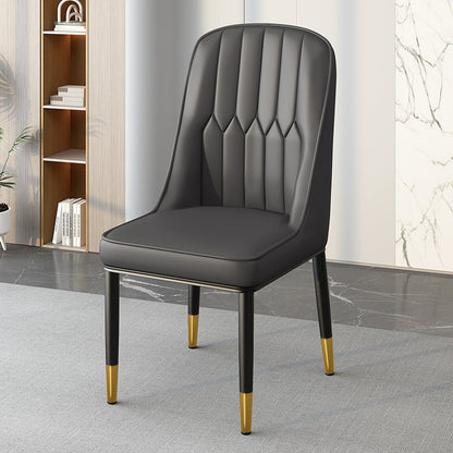 Modern Simplicity Leather Sponge Carbon Steel Metal Square Dining Chair Backrest Armrest For Dining Room