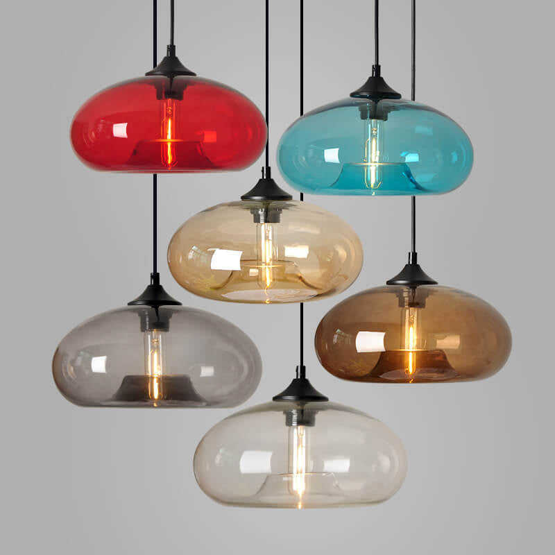 Creative Colored Glass Oval 1-Light Pendant Light