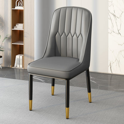 Modern Simplicity Leather Sponge Carbon Steel Metal Square Dining Chair Backrest Armrest For Dining Room