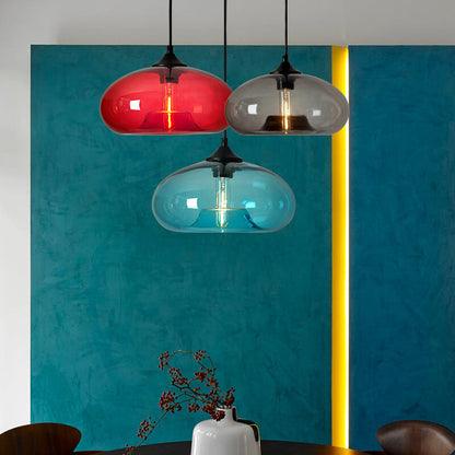 Creative Colored Glass Oval 1-Light Pendant Light