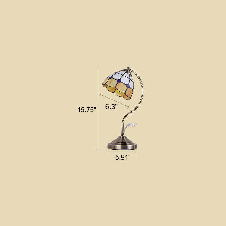 European Vintage Tiffany Round Head Glass Hardware 1-Light Table Lamp