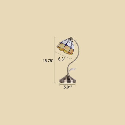 European Vintage Tiffany Round Head Glass Hardware 1-Light Table Lamp
