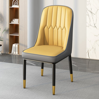 Modern Simplicity Leather Sponge Carbon Steel Metal Square Dining Chair Backrest Armrest For Dining Room