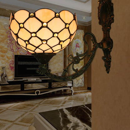 Tiffany European Half Round Glass 1-Light Wall Sconce Lamp