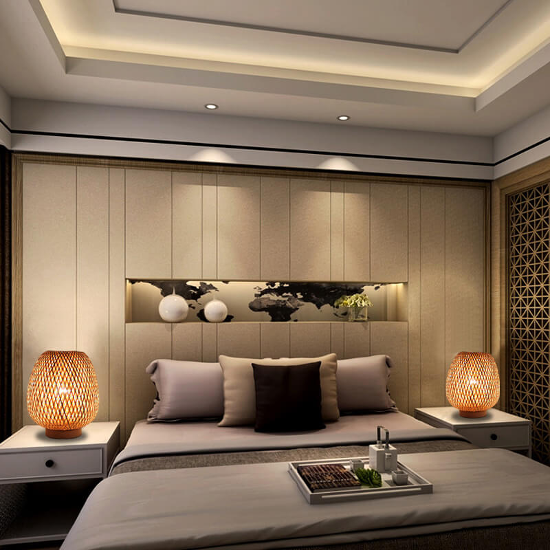 Modern Bamboo Weaving Round 1-Light Decorative Table Lamp