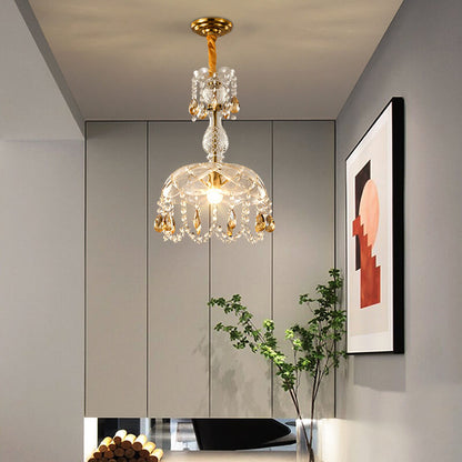 Modern Luxury Crystal Hanging Dome 1-Light Pendant Light