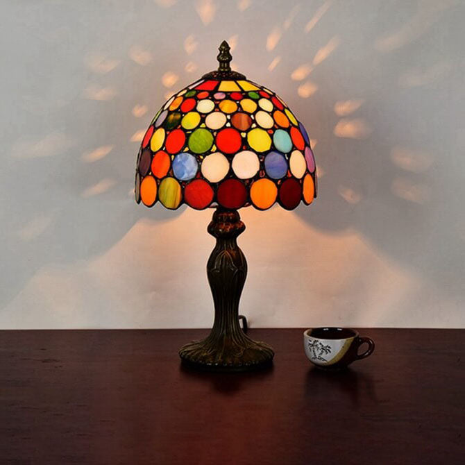 European Style Tiffany Stained Dot Glass 1-Light Table Lamp