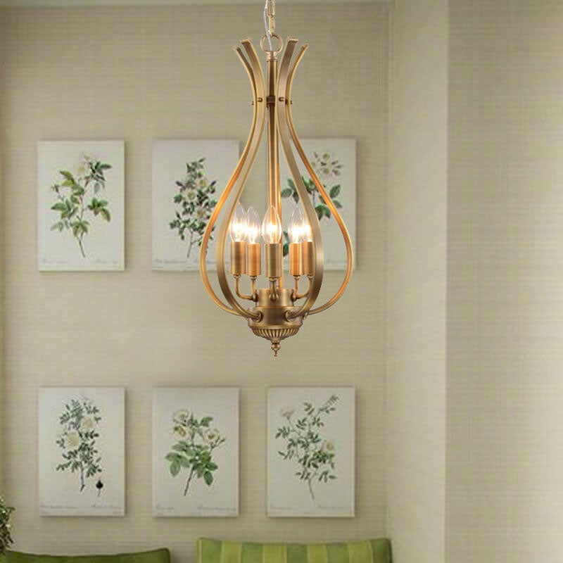 Vintage Brass Oval Shape 3/5 Light Chandelier