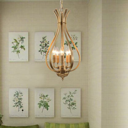 Vintage Brass Oval Shape 3/5 Light Chandelier