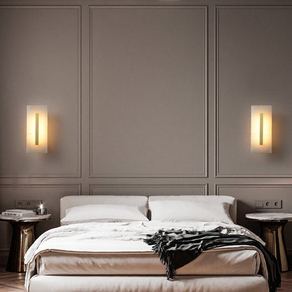 Luxury Chinese Marble Square Brass 1-Light LED Wall Sconce Lamp