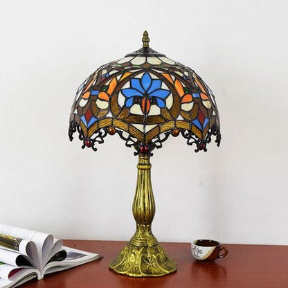 Tiffany Stained Glass European Flower 1-Light Table Lamp