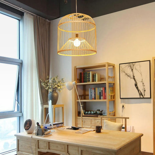 Modern Chinese Bamboo Weaving Birdcage 1-Light Pendant Light