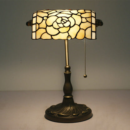 Vintage Tiffany Baroque Stained Glass 1-Light Zipper Switch Table Lamp