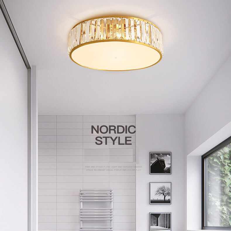 Modern Iron Crystal Round 3/4/5 Light Flush Mount Ceiling Light