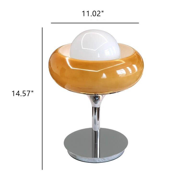 Vintage Glass Egg Tart Iron Base 1-Light Table Lamp