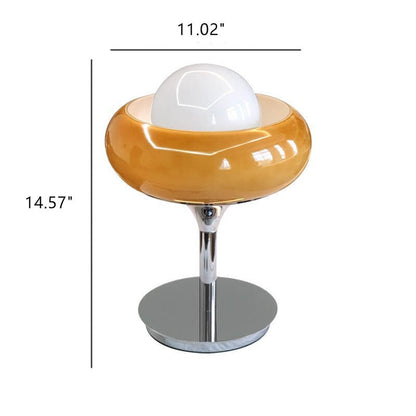 Vintage Glass Egg Tart Iron Base 1-Light Table Lamp