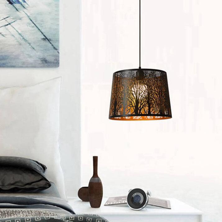 Creative Hollow Carved Cylindrical Metal 1-Light Pendant Light
