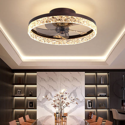 Modern Circle Ring LED Semi-Flush Mount Ceiling Fan Light