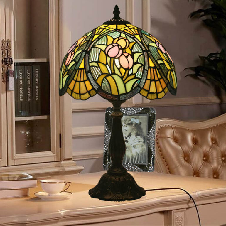 Tiffany Rustic Stained Glass 1-Light Table Lamp