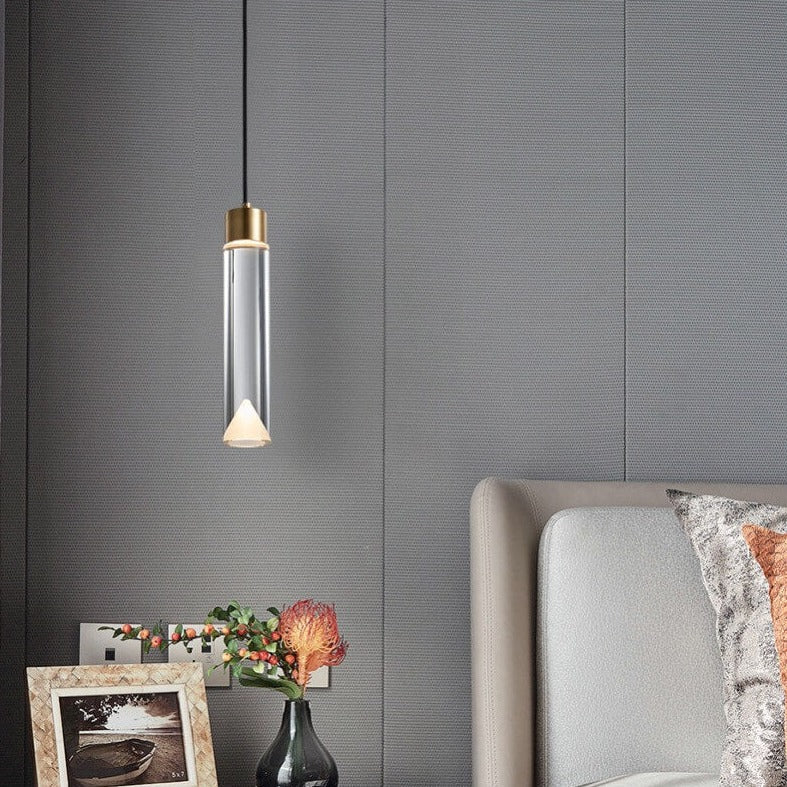 مصباح LED أسطواني من النحاس الكريستالي بتصميم عصري بسيط 