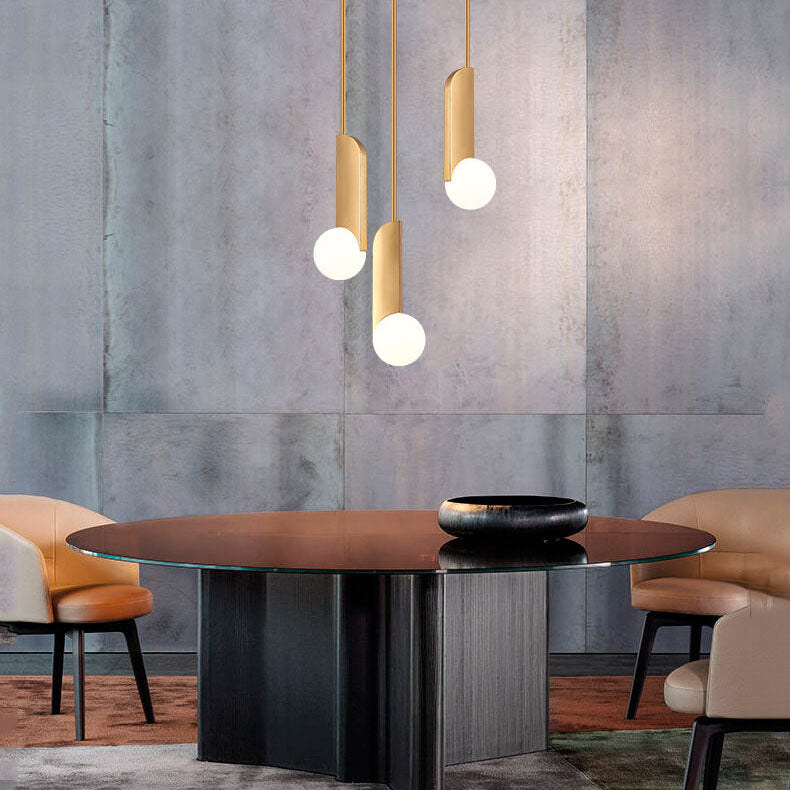 Simple Gold Metal Patchwork Glass Globe 1-Light LED Pendant Light