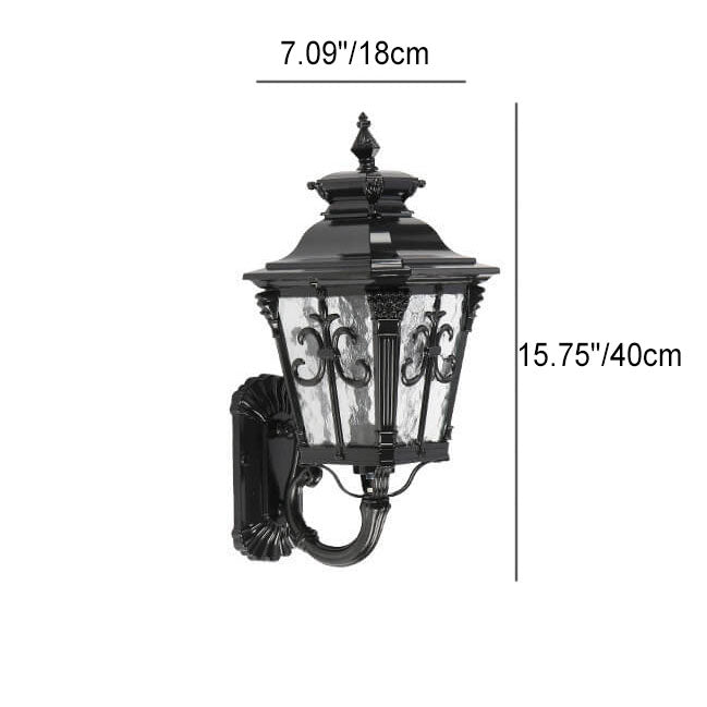 Europe Retro Black Die-Cast Aluminum Glass Outdoor Indoor 1-Light Wall Sconce Lamp
