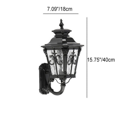 Europe Retro Black Die-Cast Aluminum Glass Outdoor Indoor 1-Light Wall Sconce Lamp