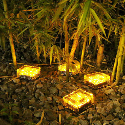 Solar LED Ice Brick Waterproof Glass Ground Light Garden Light