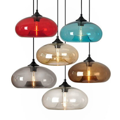 Creative Colored Glass Oval 1-Light Pendant Light
